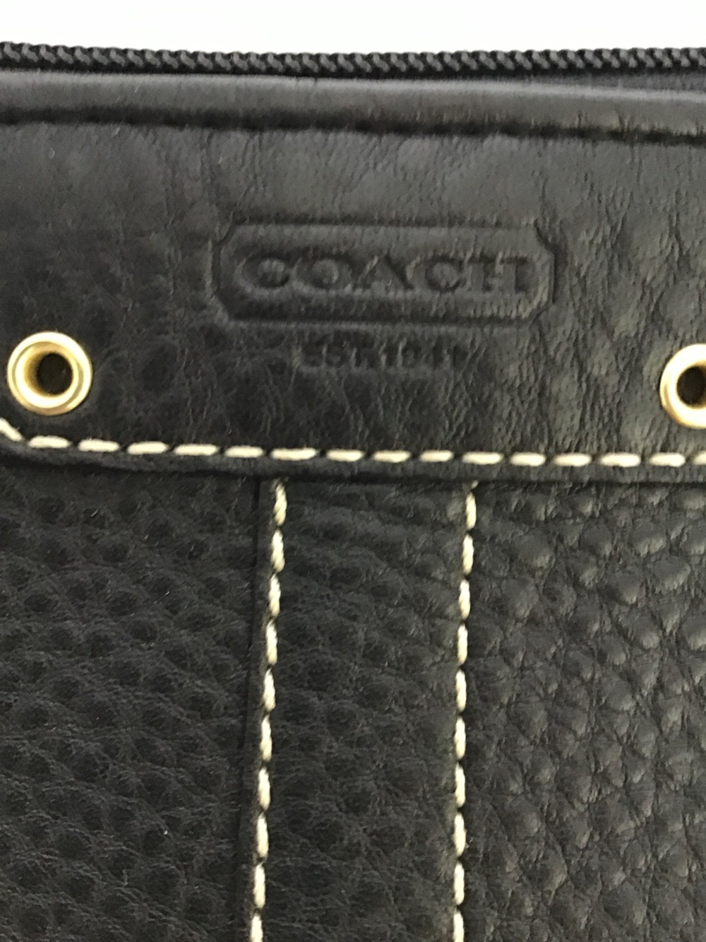 Coach Black Pebbled Leather Wristlet Clutch Pouch Tassel Zip Wrist Strap - Picture 5 of 8